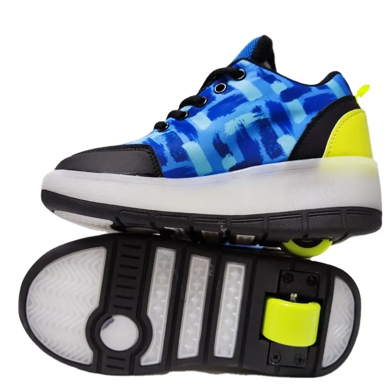 Popular Kick One Wheel Shoes Children Roller Running Skate Sport Shoes with Retractable Wheels