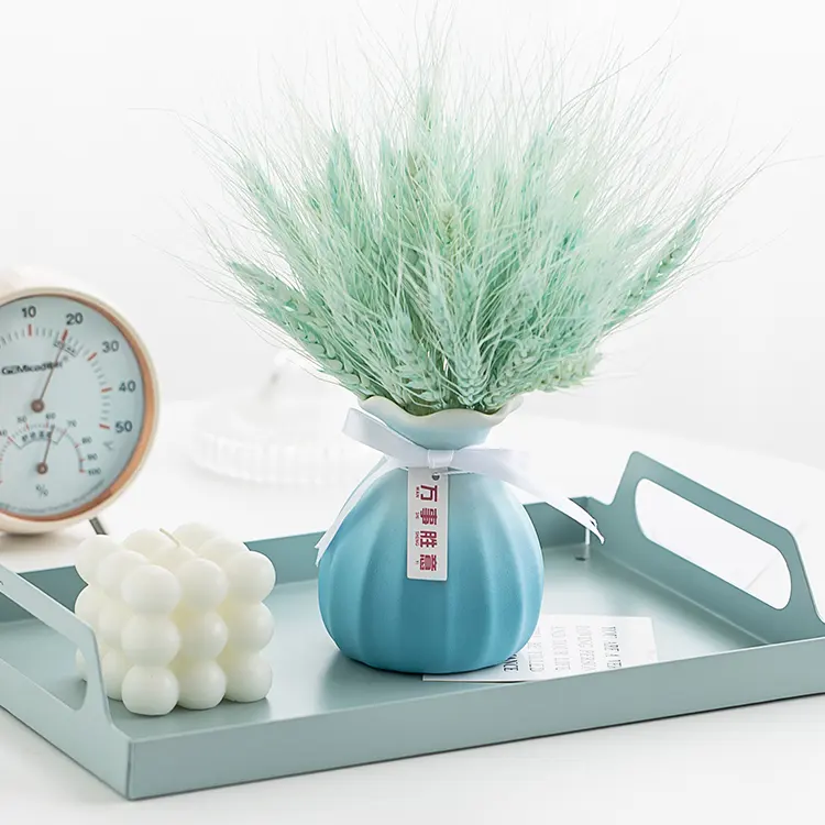 Home Decorative Porcelain Ceramic Tabletop Vase Floreros Jarrones in Different Colors with Flower for Home Decoration