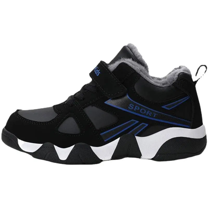 Boys' Winter Warm Sport Shoes Fleece Lined Thickened Big Kids Plush Running Shoes for Boys and Girls
