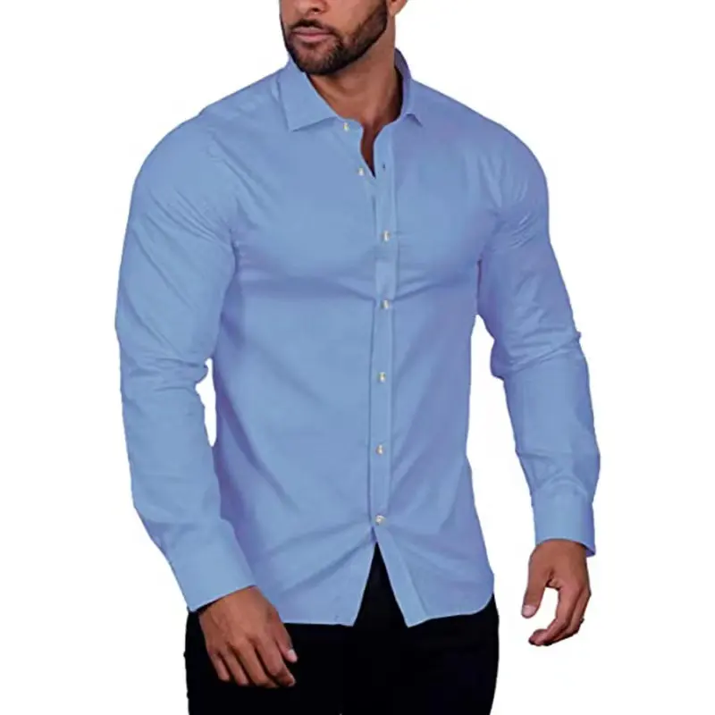 Work Shirts Solid Color Business Men's Large Long Sleeve Casual Shirt Plus Size Men's Shirts Wholesale