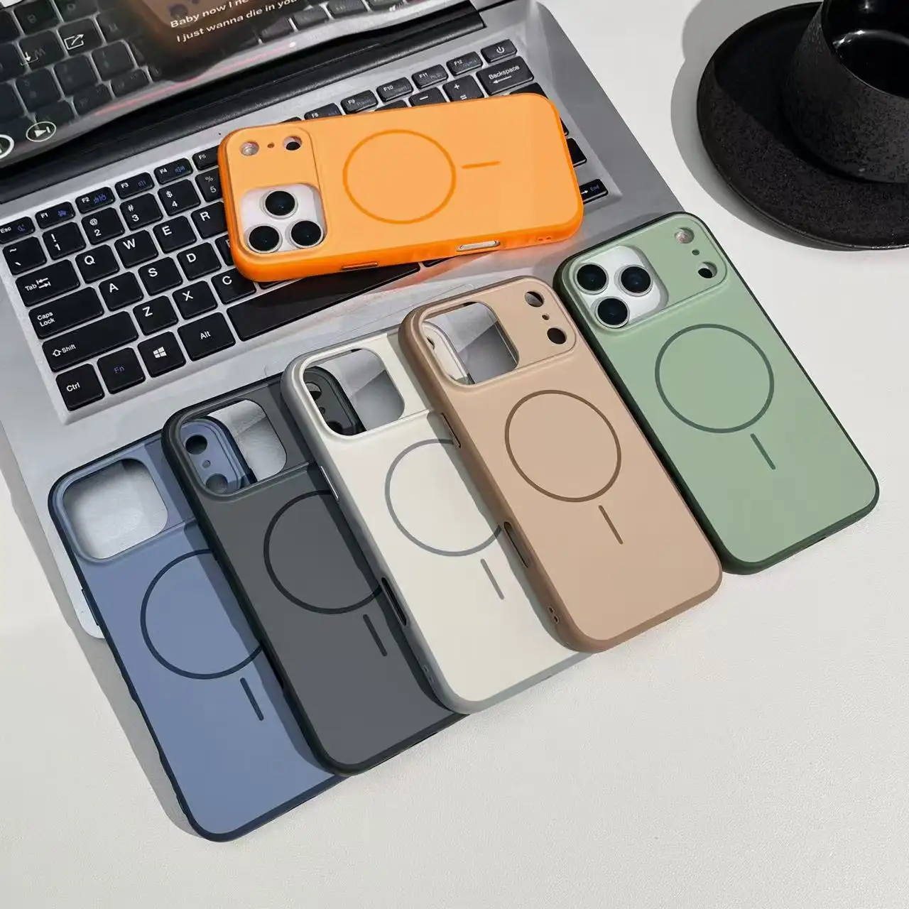 2025 INS Style Skin Friendly Touch TPU Hard PC case Shockproof Magnetic Wireless Charging Phone case for iPhone 17 16 15 Pro Max