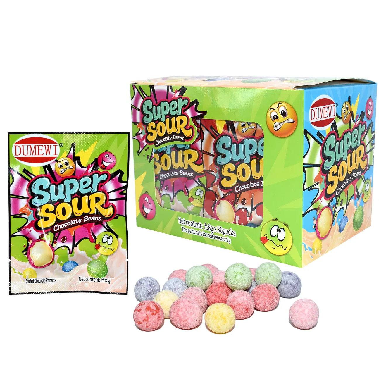 Wholesale of Chocolate Candy with Colorful Sour Crispy Skin and Sugar Coated Chocolate Children's Beans