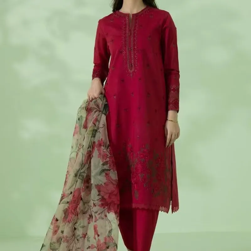 Women Winter Linen Pakistani Indian Salwar Kameez 3-Piece Customizable Unstitched Casual Party Dress Set High Quality