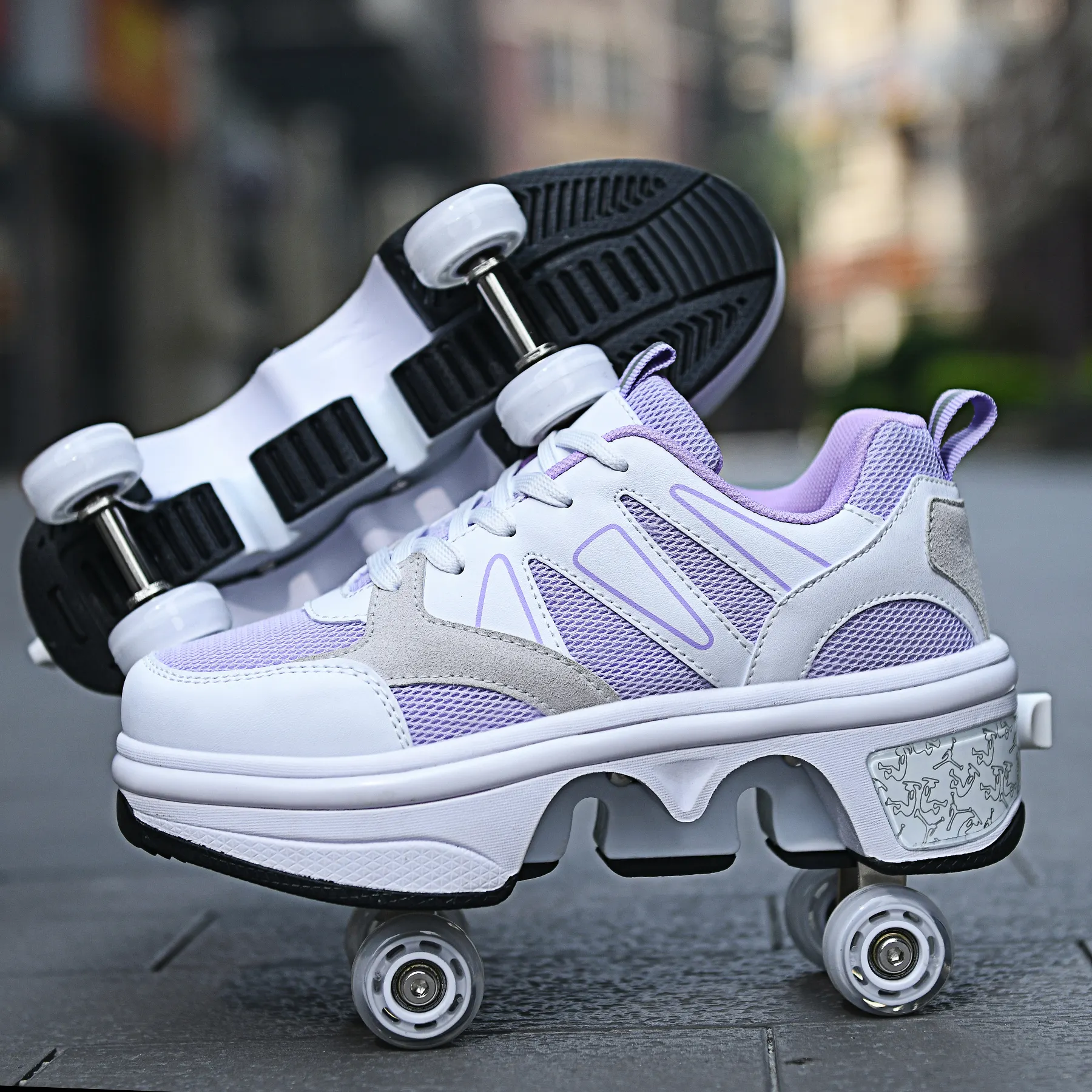Wheel Shoes Wholesale Adult and Children Kick Out Roller Skate Shoes With 4 Wheels