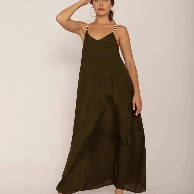 OEM 2024 Customized Casual Dresses for Women Blank Cotton Knitted tank Sleeveless Midi Summer Sun Dress Handmade