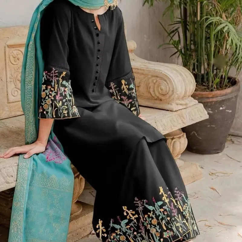 New Arrival Winter Party Pakistani Indian Women Casual Salwar Kameez 3-Piece Unstitched Printed Linen Lightweight Quick-Dry High