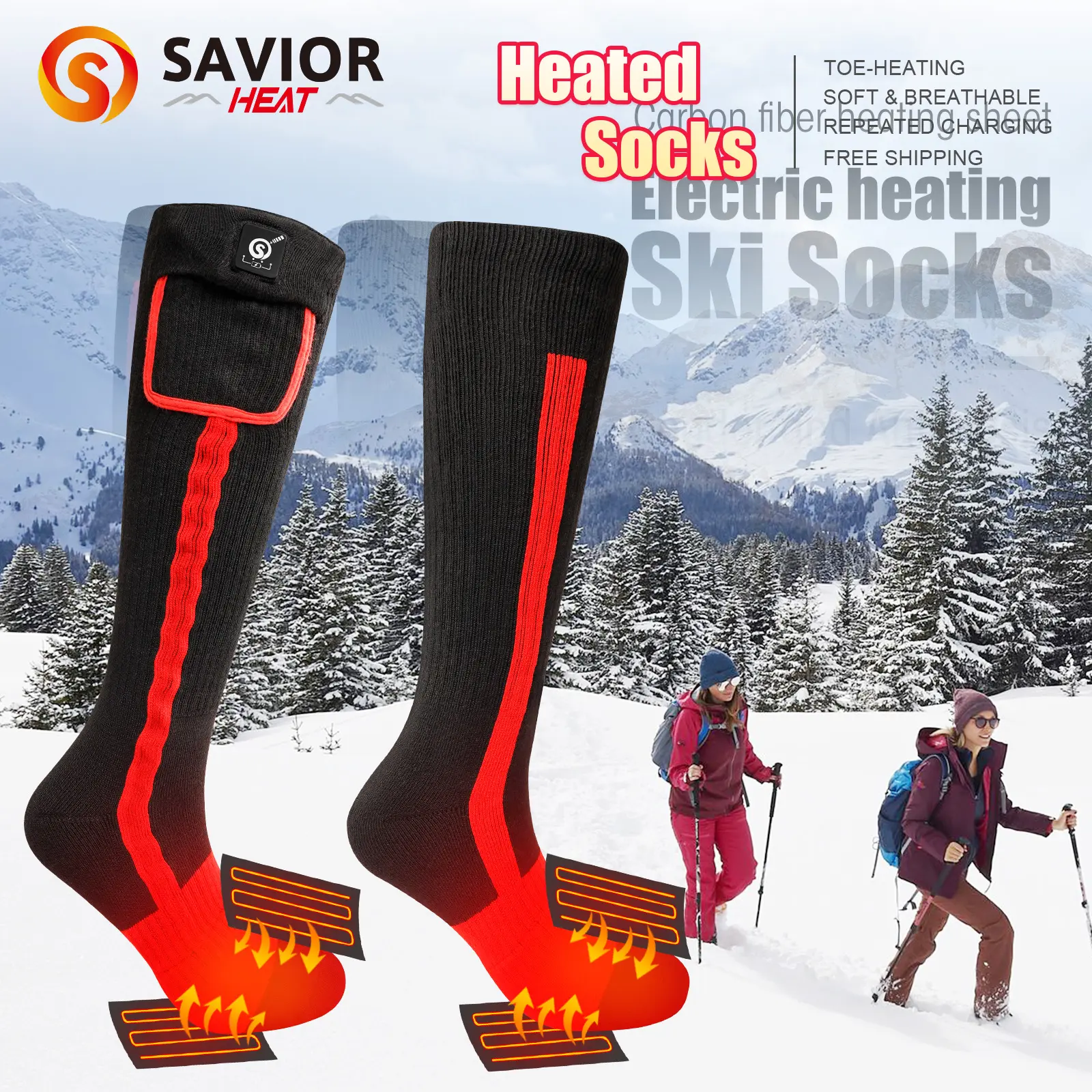 Best Rechargeable Electric Heated Socks Men Women Cold Feet Plantar Fasciitis Hiking Hunting Skiing Heated Socks