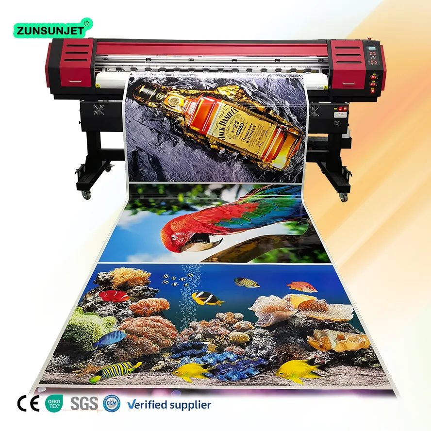 ZUNSUNJET Wide Format Eco Solvent Sublimation Inkjet 1.8M I3200 DX5 XP600 Flex Single Head with Ink Supplies