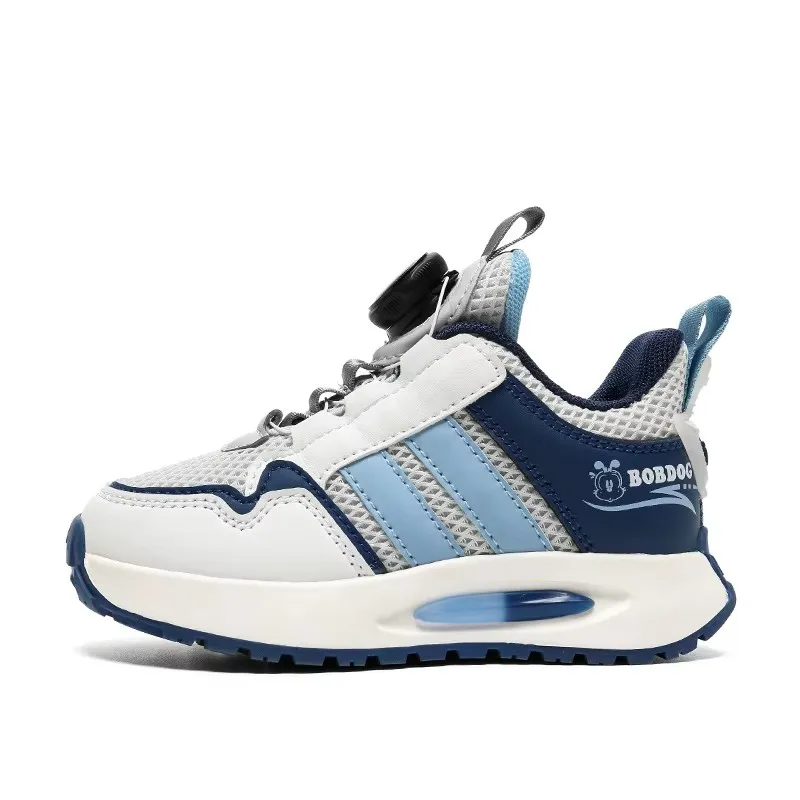 Boys' Shoes 2024 Spring Autumn New Mesh Breathable Rotating Buckle Soft Sole Anti-Slip Kids' Athletic Shoes