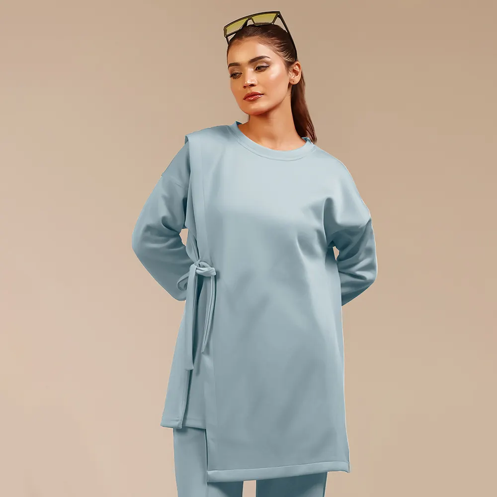 Wholesale Premium Look Women Islamic Modest Long Top Loose Fit Soft Touch Fabric Side Tie Tunic Casual Daily Wear