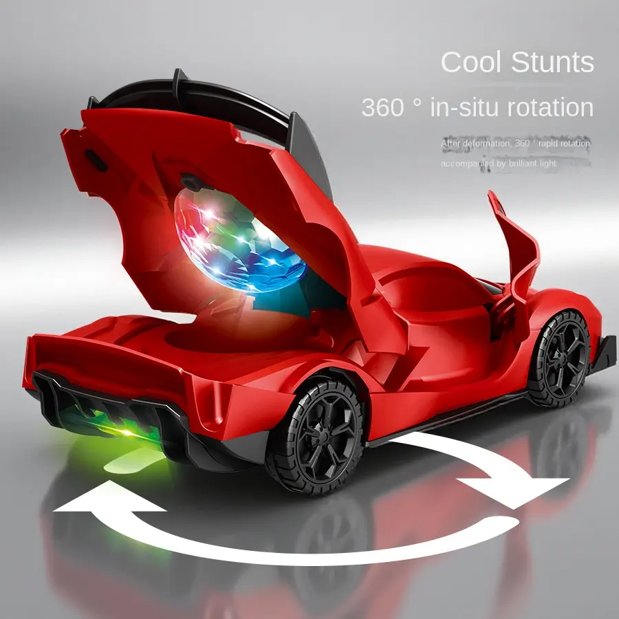 New Children's Toy Deformation Electric Rotating Sports Car Music Lights Universal Driving Racing RC Car Toy for Kids