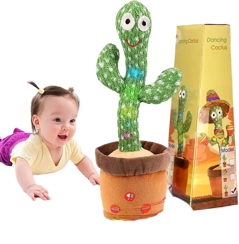 Popular PP Cotton Filling Electronic Dancing Cactus Plush Toy with Stress Relief Function for Birthday Children's Gift
