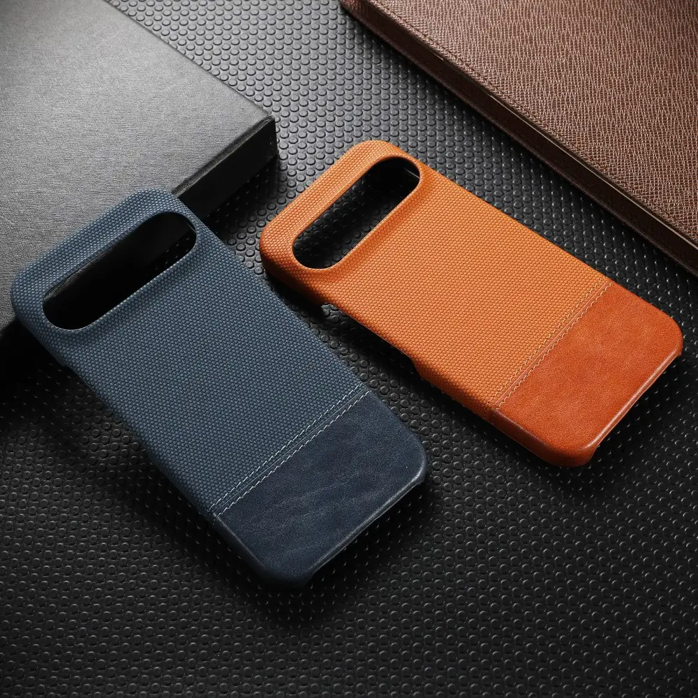 Business Design PU Leather Phone case for iPhone 17 16 15 Splicing Matte Texture Back Cover for Google Pixel for Samsung
