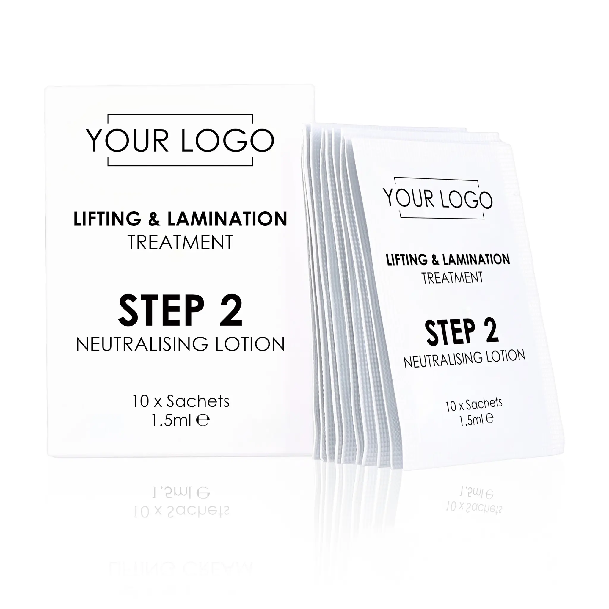 Step 2 - Neutralising Lotion - 1.5ml Sachets - Box of 10 - OEM - Private Label - Custom Logo - Keratin/Vegan - Brow Lamination