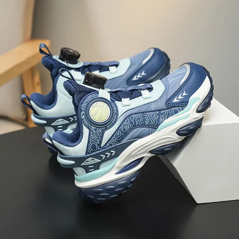 Children Boys Running Sports Shoes High Top Casual Multi Color School Basketball Sneakers EVA Upper Mesh Lining Cotton Outsole