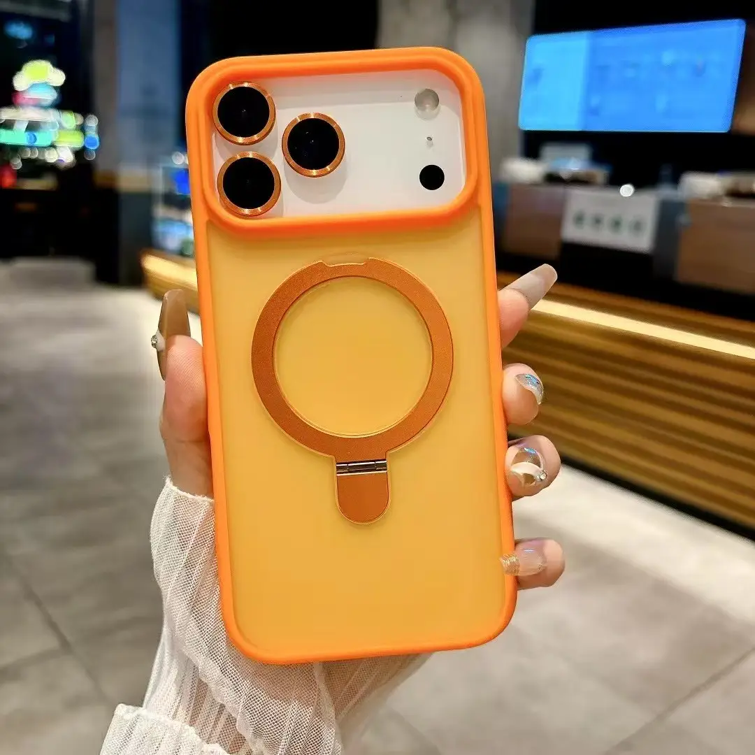 Suitable for IPhone15promax Phone case Bracket Magnetic Suction 15pro Skin Feeling Frosted Fulcrum Shell 14/17 Advanced Feeling