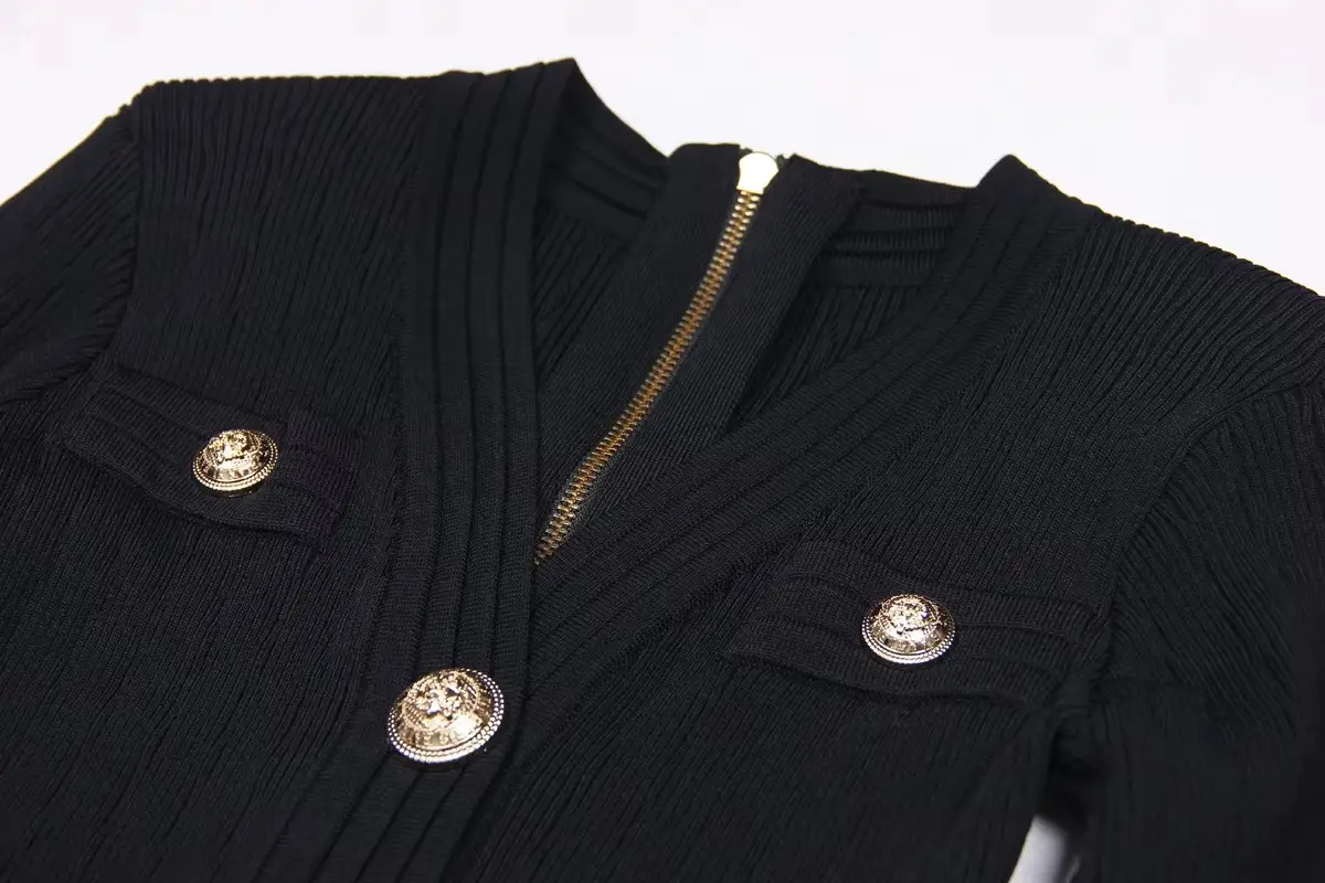 Elegant Casual Office Women Single-breasted V-neck Short-sleeved Knitted Solid Bodycon Summer Viscose Natural Waist Button