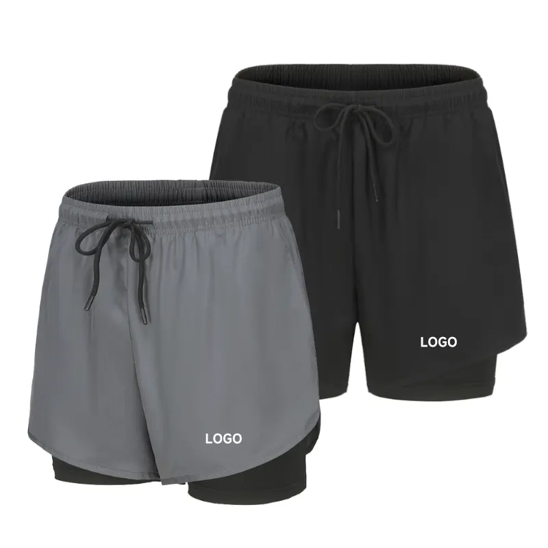 Active Bottoms Men's Running Shorts 2-in-1 Zip Pocket Train Sportswear Breathable Athletic Marathon Running Pants Custom Logo