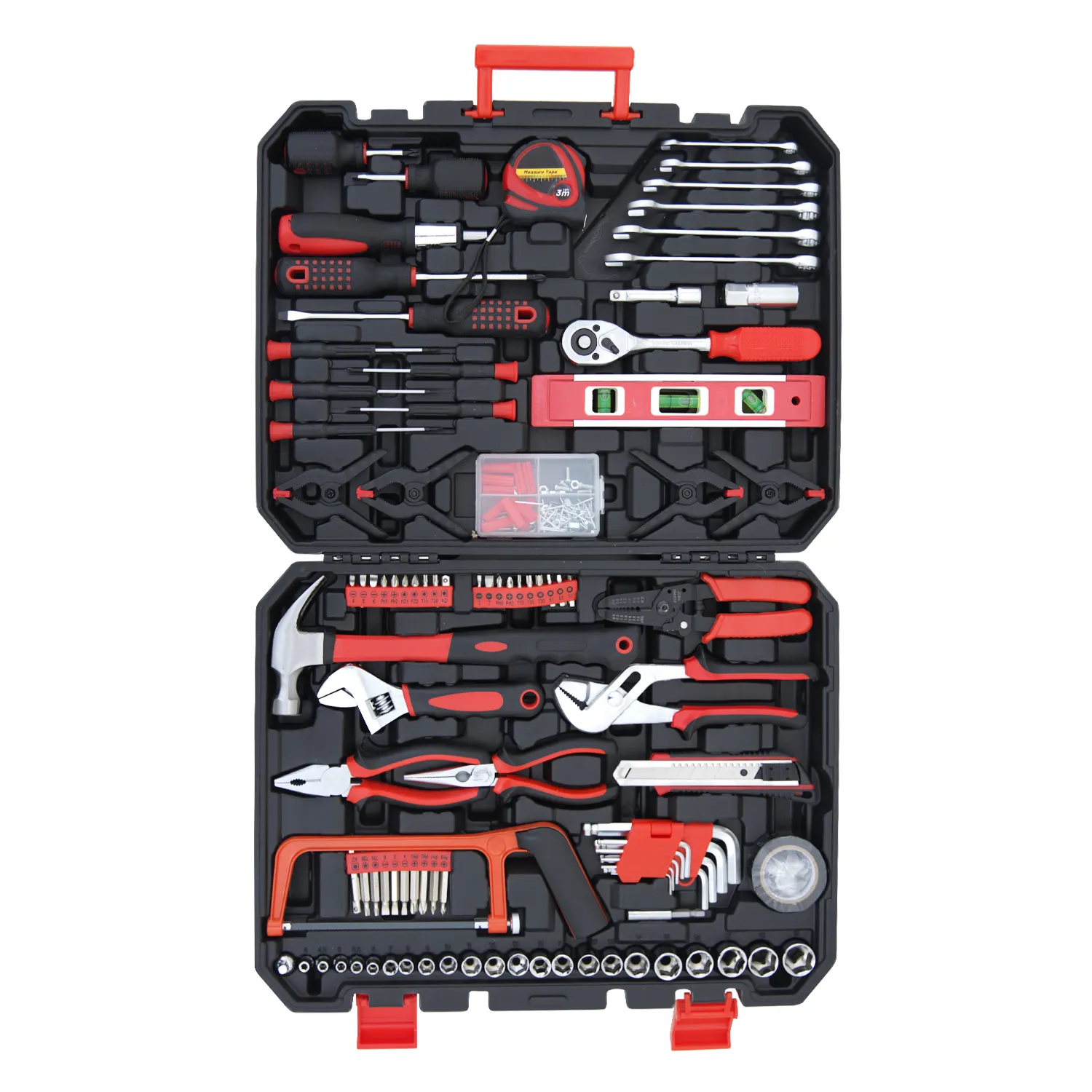 237-Piece Key and Tape Measure Included Mechanical Tool Set Automatic Repair Tool Kit with Plastic Toolbox