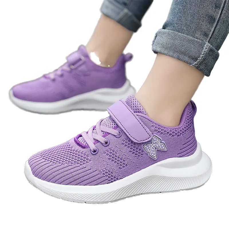 New Style High Quality Kids Breathable Mesh Upper Non-Slip Running Shoes EVA Midsole Outsole Cotton Lining Boys Girls Four