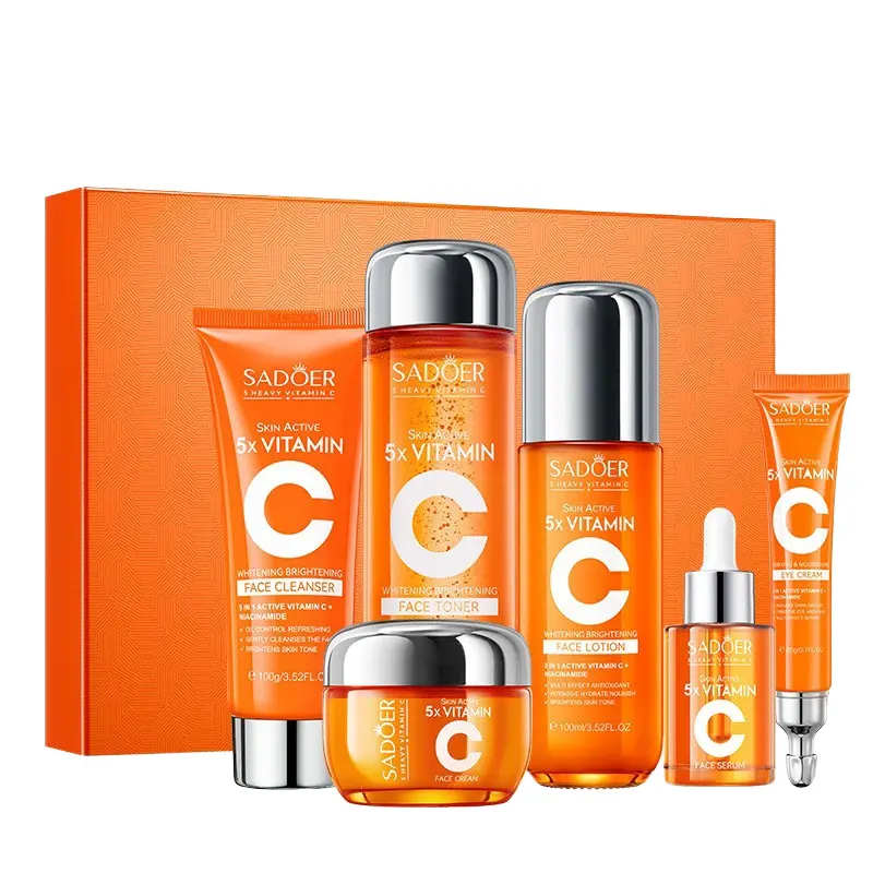 OEM Private Label Organic VC Facial Serum Multi Effect Repair Beauty Kit Korea Whitening Brightening Vitamin C Skin Care Set