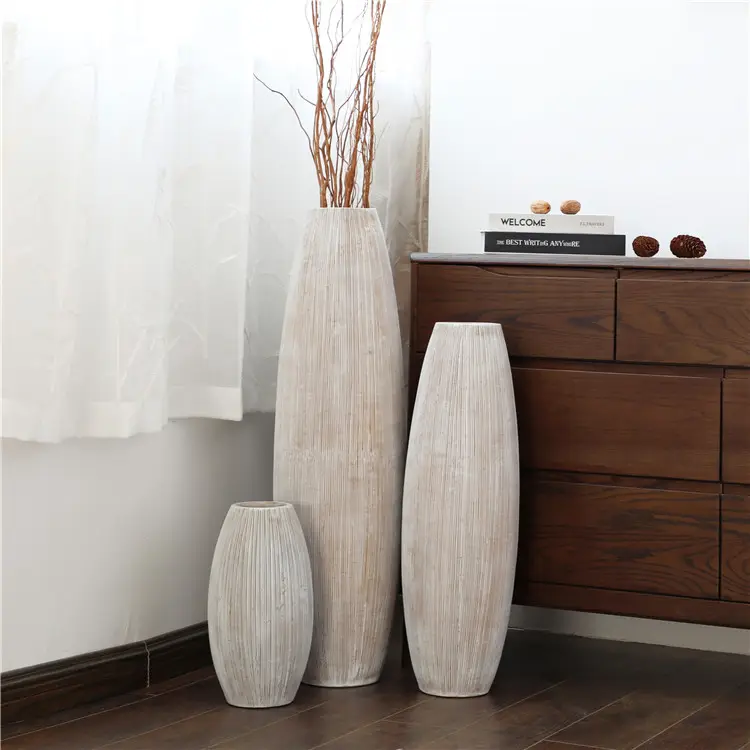 Wholesale Large Polyresin Fashion Vase Home Decorative Flower Vase Nordic Floor Standing Vase