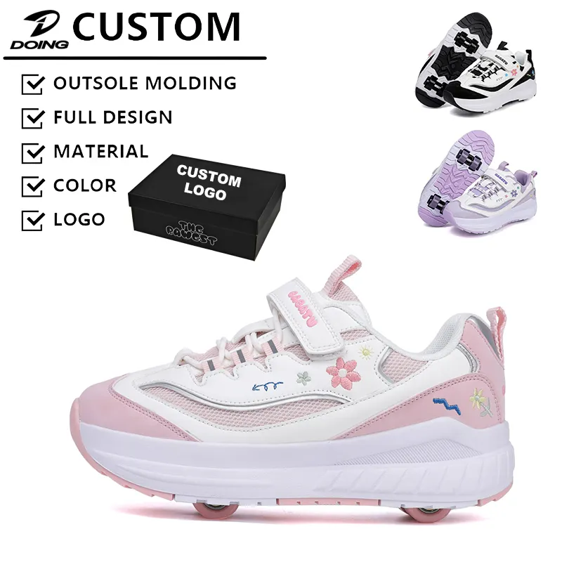 Wholesale Adjustable Professional Outdoor Deformation 2 in 1 4-wheel Inline Speed Roller Skate Shoes for Girls Kids Boys