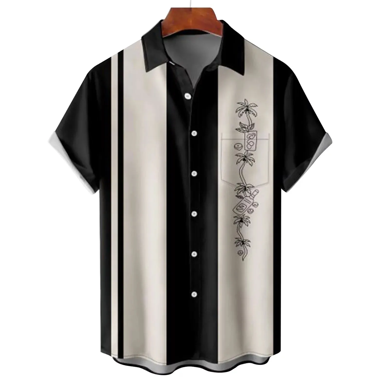 2023 Hot Sale New Arrival Summer Men Hawaiian Casual Knitted Breathable Eco-Friendly Short Sleeves Heat-Transfer Printed 100%