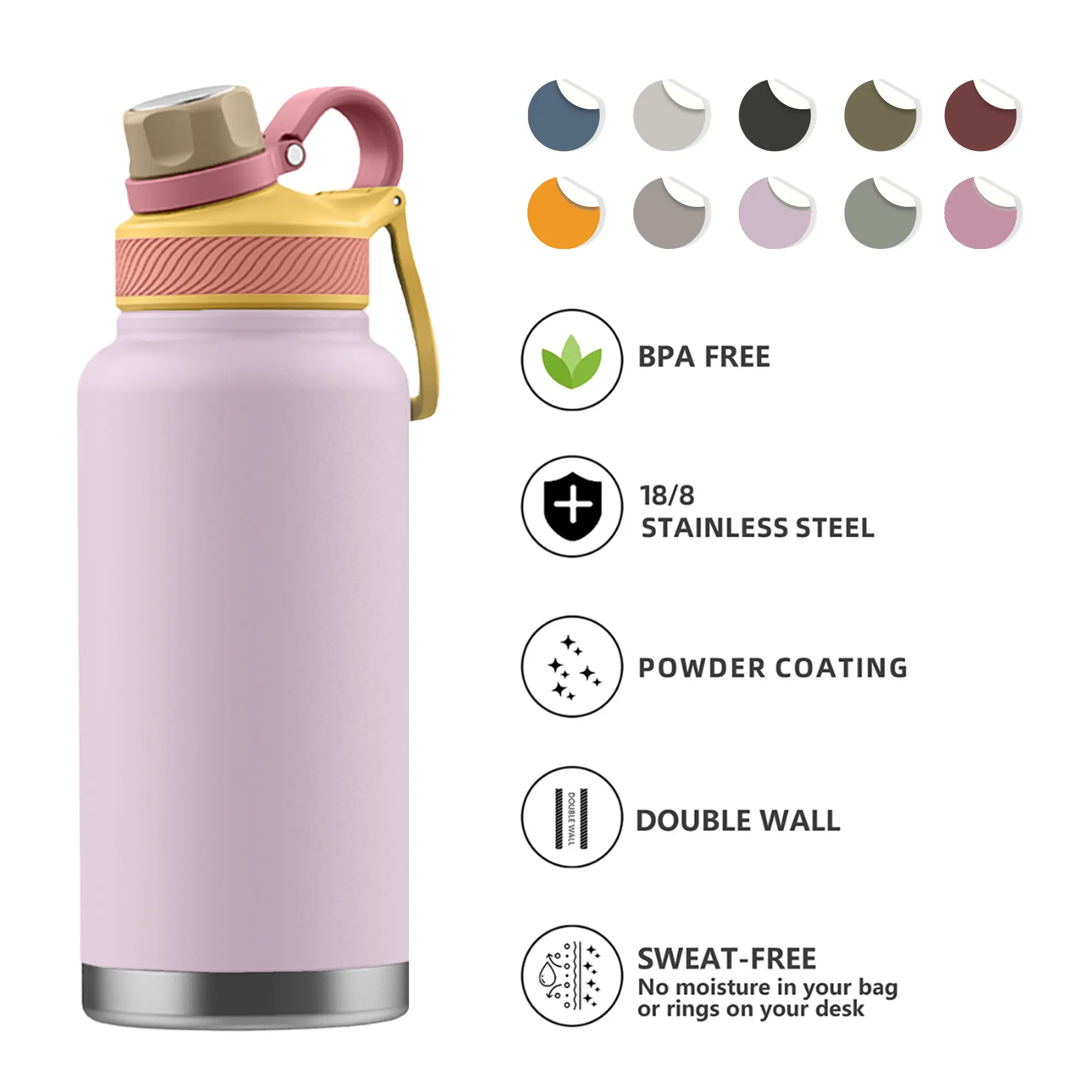 Hot Selling Insulated Double Wall 2 in 1 Stainless Steel Water Bottle with Straw