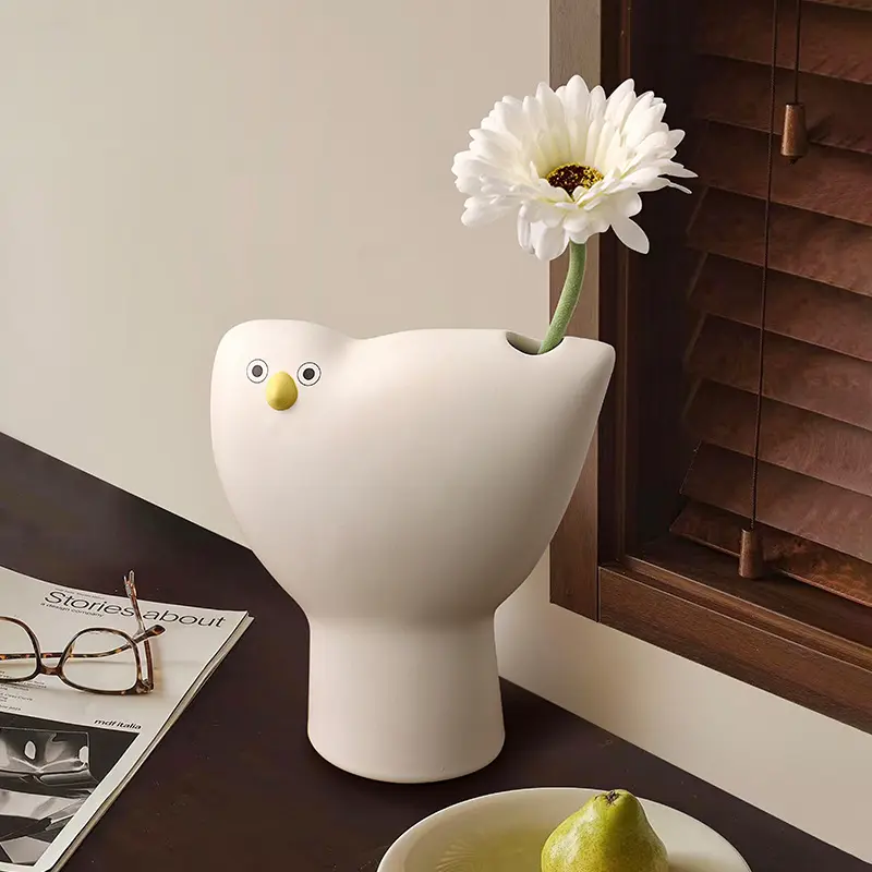 Modern Creative Cartoon Ornament Decorative Wind Dull Bird Flower for Bedroom or Desktop Matt Glaze for Friends' Home