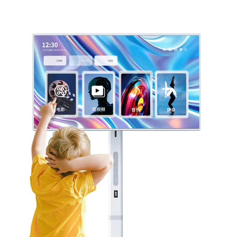 Rotatable 4K 60Hz USB Color TV Large Portable Gym Tablet Adjustable LED Backlight 120Hz Refresh HD for Learning Video Streaming