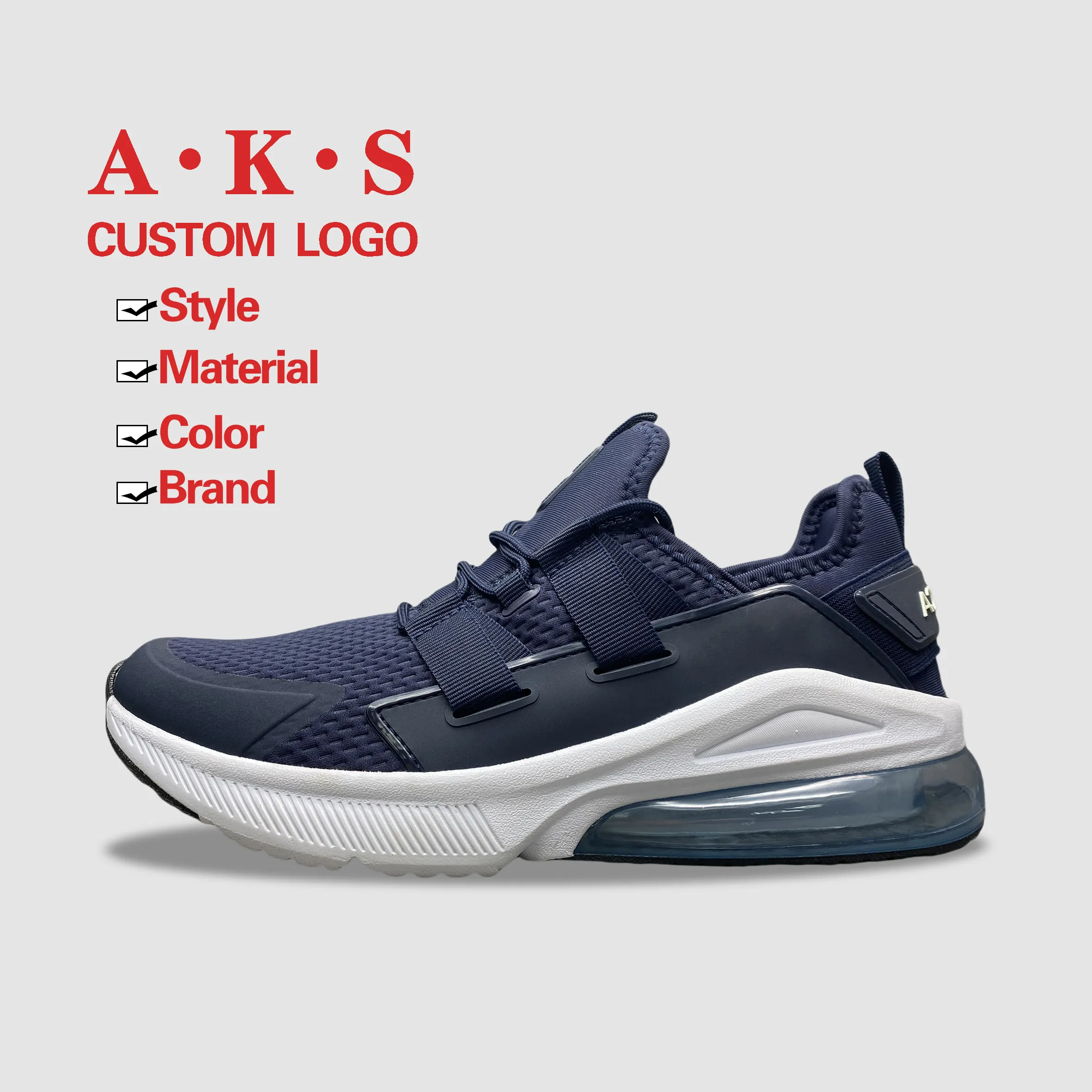 A.K.S. Factory Price Men's Casual Slip-On Sneakers Trendy Fitness Running Sports Walking Shoes with Rubber Insole Wholesale