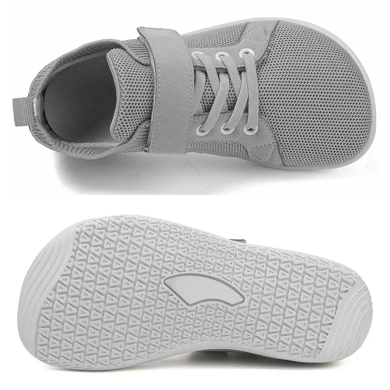 Zero Drop Causal Kids Wear Sport Shoes Hook and Loops Wide Toe Box Knitting Flexible Breathable for Barefoot