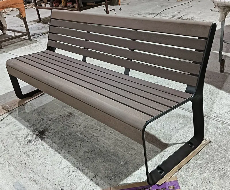 Outdoor Furniture PS Recycled Plastic Wood Slats Bench Seat Outside Park Street Seating Bench Public Garden Patio Chair Bench