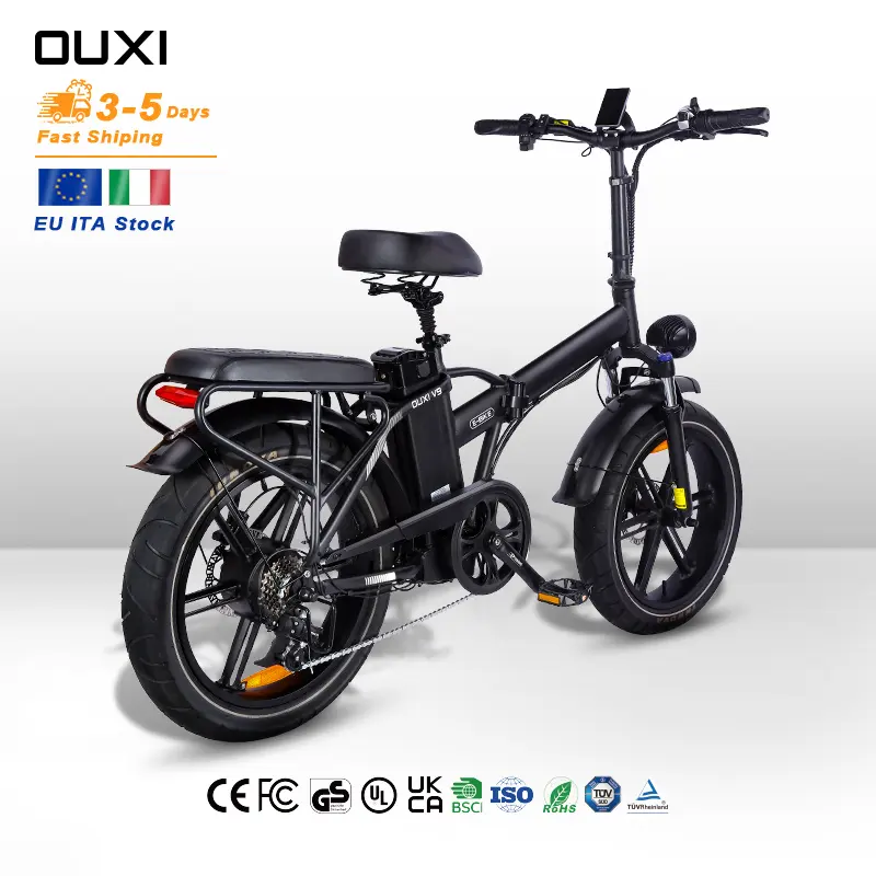 OUXI European Italy Warehouse 20 Inch Fat Tire Electric Foldable Bike 500w 48V Electric Bicycle Ebike Bicicletta Elettrica V9