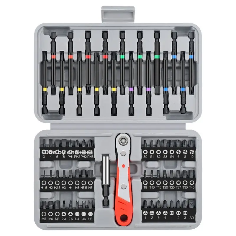 Ximeng 68pc Ratchet Screwdriver Bits Set Flathead Phillips Torx Special-shaped S2 Steel Extra Hard Bits with Hard Case Hand Tool