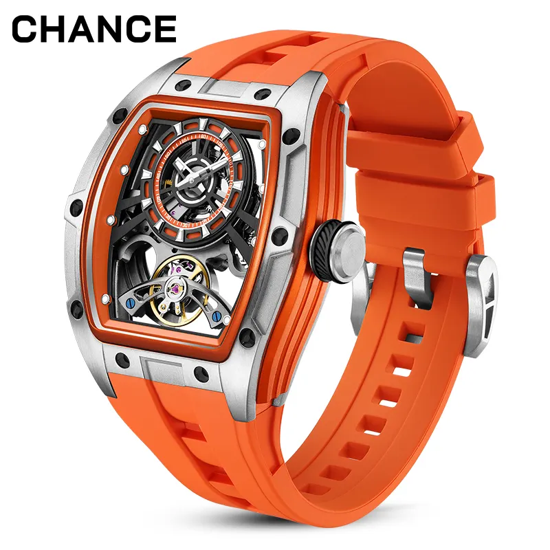 CHANCE JC-9-198G-6 Best Seller Luxury Hollow Dial Automatic Watches 30M Waterproof Luminous Silicone Strap Men Mechanical Watch