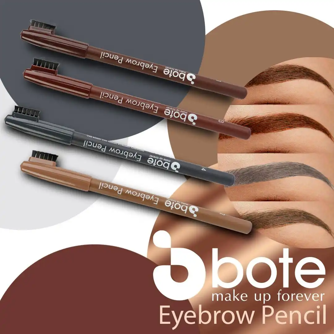 Bote Makeup Eyebrow Pencil 4 Colors | Waterproof Natural Look Eyebrow Pencil with Brush